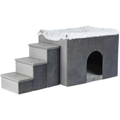 Trixie Letto per cani/gatti con grotta e scale - Grigio/Bianco-Nero - Letto per animali Trixie Letto per cani/gatti con grotta e scale - Grigio/Bianco-Nero - Letto per animali