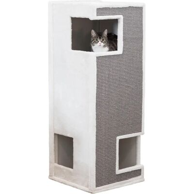 Torre per Gatti Gerardo Bianco/Grigio - Sisal e Peluche 100cm Torre per Gatti Gerardo Bianco/Grigio - Sisal e Peluche 100cm