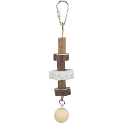 Trixie Bird Toy - Gnawing Wood with Lava Stone - 16cm Trixie Bird Toy - Gnawing Wood with Lava Stone - 16cm