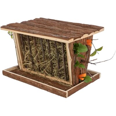 Trixie Hooi voerbak voor kleine dieren - Schorshout, 40x22x30cm Trixie Hooi voerbak voor kleine dieren - Schorshout, 40x22x30cm