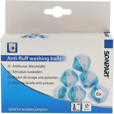Bolas de lavado blancas Scanpart - Elimina pelo y pelusa - 6 unidades Bolas de lavado blancas Scanpart - Elimina pelo y pelusa - 6 unidades