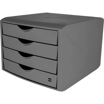 Boîte de rangement Helit - Gris, 4 tiroirs, A4 - Publicité Boîte de rangement Helit - Gris, 4 tiroirs, A4 - Publicité
