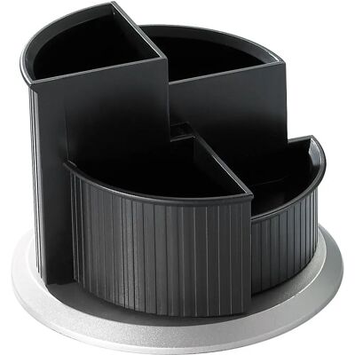 Vaso Multifunzionale Helit Argento - 4 Scomparti, Girevole Vaso Multifunzionale Helit Argento - 4 Scomparti, Girevole