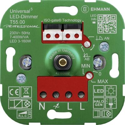 Ehmann 5500x0000 Universele Dimmer - Compatibel met LED-, Halogeen- en Gloeilampen Ehmann 5500x0000 Universele Dimmer - Compatibel met LED-, Halogeen- en Gloeilampen