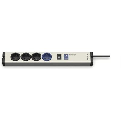 Ehmann 0616x0a048001 Aluminium Mehrfachstecker - 4 Schuko & USB Ehmann 0616x0a048001 Aluminium Mehrfachstecker - 4 Schuko & USB