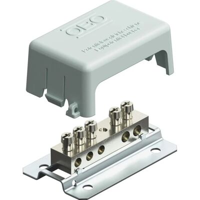 OBO Bettermann Potential equalization busbar - 1809BG Brass, with cover, fixed build OBO Bettermann Potential equalization busbar - 1809BG Brass, with cover, fixed build