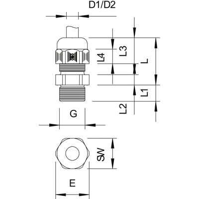 OBO Bettermann Giunto cavo grigio chiaro PG11 - IP68, 3,5-10mm OBO Bettermann Giunto cavo grigio chiaro PG11 - IP68, 3,5-10mm