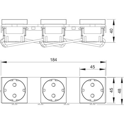 OBO Bettermann Modulträger - 3x1 Steckdosen, VDE OBO Bettermann Modulträger - 3x1 Steckdosen, VDE