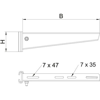 OBO Bettermann - Stielausleger - 610mm, Stahl, Grau - Kabelzubehör OBO Bettermann - Stielausleger - 610mm, Stahl, Grau - Kabelzubehör