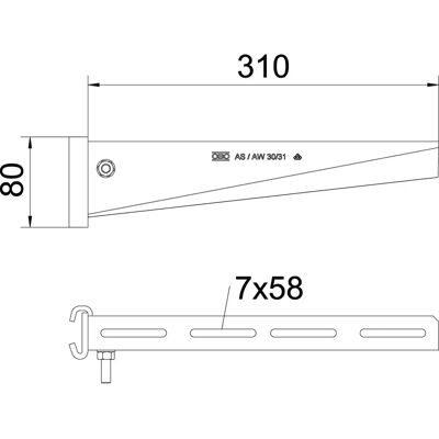 OBO Bettermann AS30/31 FT Stielausleger - Support à tige pour IS 8-Stiel, 310mm, 90° - Publicité OBO Bettermann AS30/31 FT Stielausleger - Support à tige pour IS 8-Stiel, 310mm, 90° - Publicité