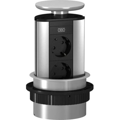 OBO Bettermann - DBV-A3E D2S - Boîte de bureau escamotable - 2 prises SCHUKO OBO Bettermann - DBV-A3E D2S - Boîte de bureau escamotable - 2 prises SCHUKO