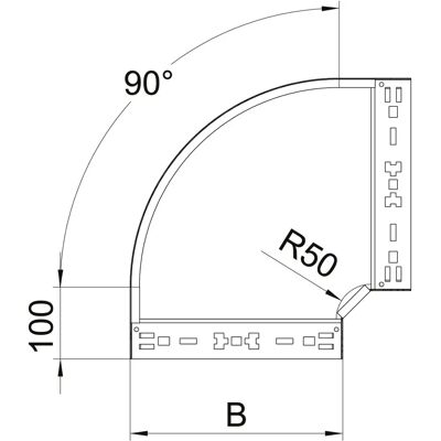 OBO Bettermann - Bogen 90° Kabelabzweig - 60x100mm - Kabelzubehör OBO Bettermann - Bogen 90° Kabelabzweig - 60x100mm - Kabelzubehör