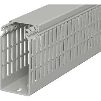 OBO Bettermann Kabelkanal - RAL 7030 2000mm, PVC, 12.5mm Abstand OBO Bettermann Kabelkanal - RAL 7030 2000mm, PVC, 12.5mm Abstand