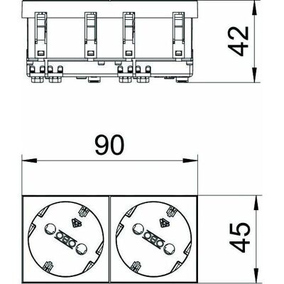 OBO Bettermann - Steckdosenleiste - 2x Schuko - Reinorange - 33° OBO Bettermann - Steckdosenleiste - 2x Schuko - Reinorange - 33°