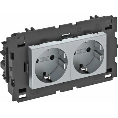 OBO Bettermann Aluminium Doppelsteckdose - Steckdose OBO Bettermann Aluminium Doppelsteckdose - Steckdose