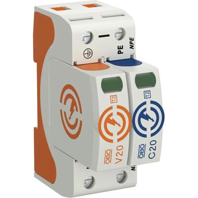 Parasurto di Sovratensione OBO Bettermann - V20-1+NPE-280, 280V, 2 poli Parasurto di Sovratensione OBO Bettermann - V20-1+NPE-280, 280V, 2 poli