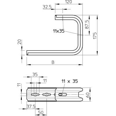 OBO Bettermann - Modell TPD 245 FS - Kabelrännens Befästningsbügel - Wand- und Deckenmontage OBO Bettermann - Modell TPD 245 FS - Kabelrännens Befästningsbügel - Wand- und Deckenmontage