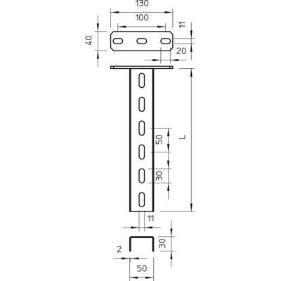 OBO Bettermann US 3 K 120 FT - U-Stiel m.Kopfplatte - Kabel Zubehör OBO Bettermann US 3 K 120 FT - U-Stiel m.Kopfplatte - Kabel Zubehör