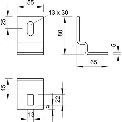 OBO Bettermann BW 80 55 FTK LGR - Befestigungswinkel für I-Profil OBO Bettermann BW 80 55 FTK LGR - Befestigungswinkel für I-Profil