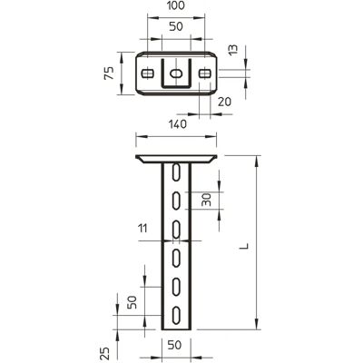 OBO Bettermann U-Profilstütze - 200mm, Stahl, Feuerverzinkt - U-Profil OBO Bettermann U-Profilstütze - 200mm, Stahl, Feuerverzinkt - U-Profil
