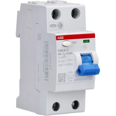 ABB 2CSF202101R1250 FI-Schutzschalter - 2-polig, 25A, 0,03A, 230V ABB 2CSF202101R1250 FI-Schutzschalter - 2-polig, 25A, 0,03A, 230V