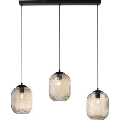 Paul Neuhaus Art Deco Pendellampe schwarz mit bernsteinfarbenem Glas, 3 Lichtquellen Paul Neuhaus Art Deco Pendellampe schwarz mit bernsteinfarbenem Glas, 3 Lichtquellen