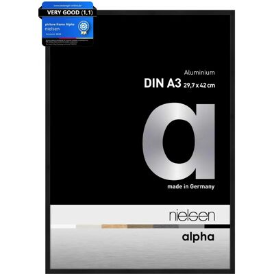Cadre d'affiche en aluminium Alpha de Nielsen - Anodisé noir - Cadre d'affiche - Publicité Cadre d'affiche en aluminium Alpha de Nielsen - Anodisé noir - Cadre d'affiche - Publicité