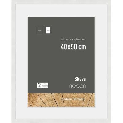 Cadre en bois Nielsen Skava - 40x50cm, Blanc, avec passe-partout et verre - Publicité Cadre en bois Nielsen Skava - 40x50cm, Blanc, avec passe-partout et verre - Publicité