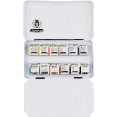 Schmincke Modelo - Pigmentos de alta qualidade - Estojo de metal portátil - Paletas reutilizáveis - Conjunto de aquarela para artistas Schmincke Modelo - Pigmentos de alta qualidade - Estojo de metal portátil - Paletas reutilizáveis - Conjunto de aquarela para artistas