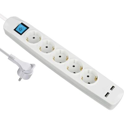 Maxtrack NV58-5WL Multiprise, 5 prises, USB, blanc - Publicité Maxtrack NV58-5WL Multiprise, 5 prises, USB, blanc - Publicité
