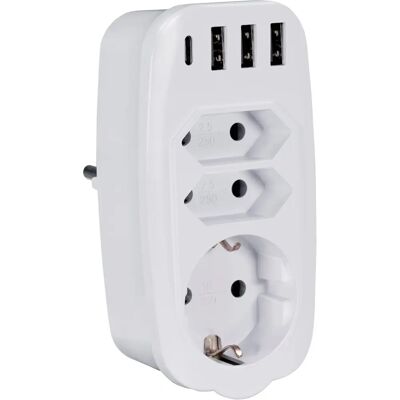 Maxtrack Verticale Stekkerdoos - 7-weg - USB-C, Euro, Schuko Maxtrack Verticale Stekkerdoos - 7-weg - USB-C, Euro, Schuko