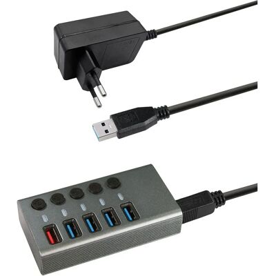 Maxtrack CH10L 5 Port USB 3.0 Hub - Silver / Gray - USB Hub Maxtrack CH10L 5 Port USB 3.0 Hub - Silver / Gray - USB Hub