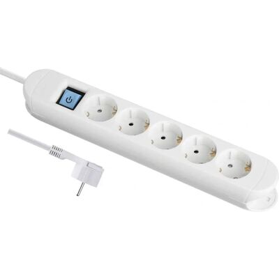 Maxtrack Power Strip - 5 Outlets, 3m, Switch, White - Power Strip Maxtrack Power Strip - 5 Outlets, 3m, Switch, White - Power Strip