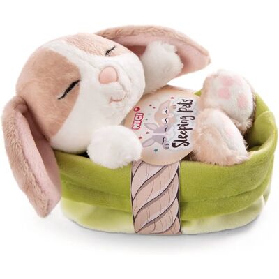 Nici Miękki Pluszowy Króliczek Śpiący - 12cm w Zielonym Koszyku Nici Miękki Pluszowy Króliczek Śpiący - 12cm w Zielonym Koszyku