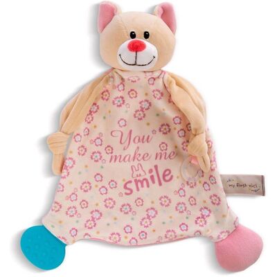 Nici Doudou Chat 25x25cm - Peluche Douce, Anneau de Morsure & Attache-Sucette Nici Doudou Chat 25x25cm - Peluche Douce, Anneau de Morsure & Attache-Sucette