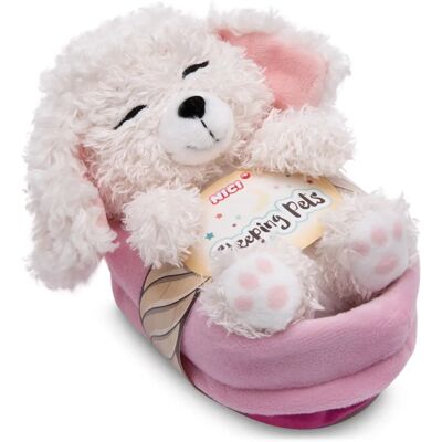 NICI Animali di Peluche Cucciolo Poodle Addormentato in Cestino NICI Animali di Peluche Cucciolo Poodle Addormentato in Cestino