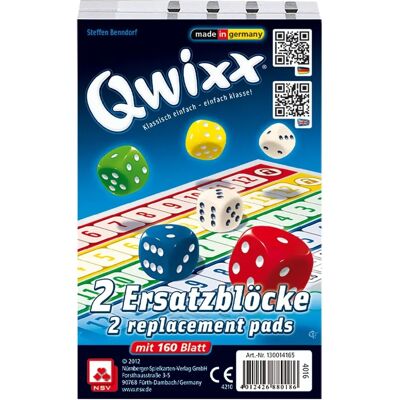 Nürnberger Spielkarten Qwixx - Blocs supplémentaires (2 pcs) - Accessoires de jeux de société Nürnberger Spielkarten Qwixx - Blocs supplémentaires (2 pcs) - Accessoires de jeux de société