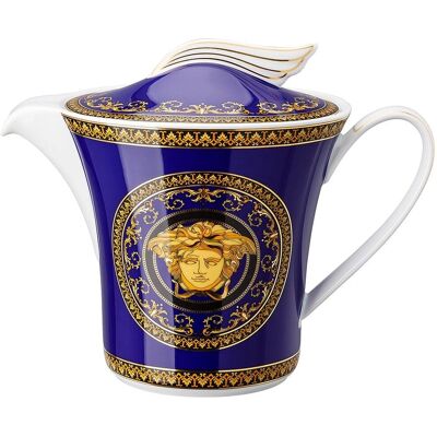 Théière en Porcelaine Bleue Medusa de Versace - Teapot - Publicité Théière en Porcelaine Bleue Medusa de Versace - Teapot - Publicité
