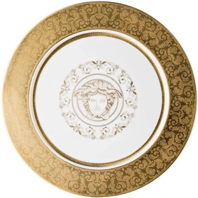 Plato redondo de porcelana Medusa Gala Gold de Versace - 33 cm Plato redondo de porcelana Medusa Gala Gold de Versace - 33 cm