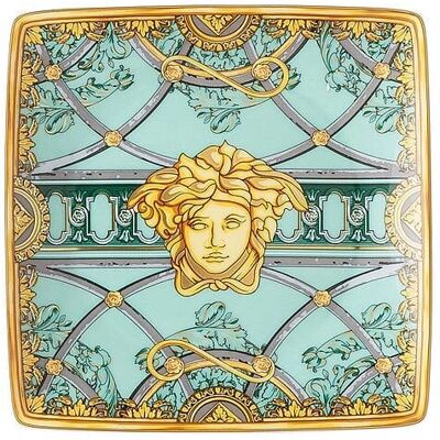 Versace Cuenco cuadrado de 12cm verde en porcelana Versace Cuenco cuadrado de 12cm verde en porcelana