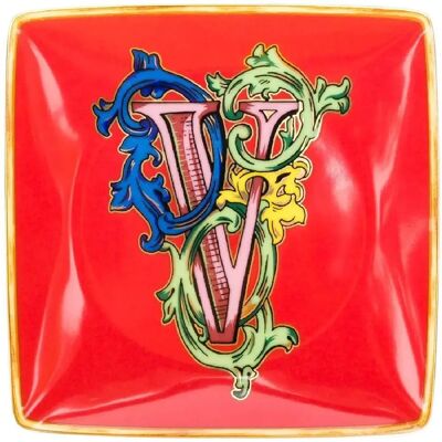 Plato cuadrado de porcelana Versace 12cm - Holiday Alphabet V Plato cuadrado de porcelana Versace 12cm - Holiday Alphabet V