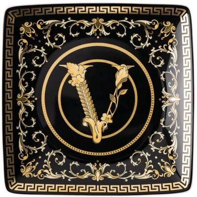 Plato cuadrado negro Virtus Gala de Versace - 12 cm Porcelana Plato cuadrado negro Virtus Gala de Versace - 12 cm Porcelana