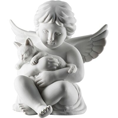 Rosenthal Modèle 69055-000102-90517 Ange en porcelaine blanche avec chat - Figurine Rosenthal Modèle 69055-000102-90517 Ange en porcelaine blanche avec chat - Figurine
