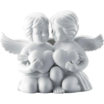 Rosenthal Angel Pair with Heart - Porcelain Figurine, White Matte, 5cm Rosenthal Angel Pair with Heart - Porcelain Figurine, White Matte, 5cm