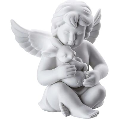 Anioł Rosenthal - Matowy biały porcelanowy anioł z królikiem Anioł Rosenthal - Matowy biały porcelanowy anioł z królikiem