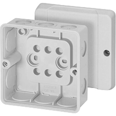 Boîte de dérivation Hensel DE 9340 avec membrane d'étanchéité - IP55 - Gris - 98x98x52mm - Publicité Boîte de dérivation Hensel DE 9340 avec membrane d'étanchéité - IP55 - Gris - 98x98x52mm - Publicité