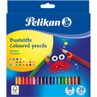 Pelikan Dreikant-Buntstifte 700122, 24er Kartonetui, Mehrfarbig Pelikan Dreikant-Buntstifte 700122, 24er Kartonetui, Mehrfarbig