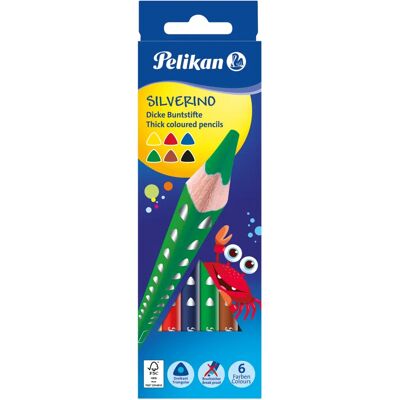 Pelikan Modell 700610 Mehrfarbige Dreieckige Ergonomische Bleistifte - Buntes Set von 6 Pelikan Modell 700610 Mehrfarbige Dreieckige Ergonomische Bleistifte - Buntes Set von 6