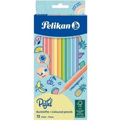 Pelikan 12 Crayons Pastel - Crayons de Couleur Pelikan 12 Crayons Pastel - Crayons de Couleur