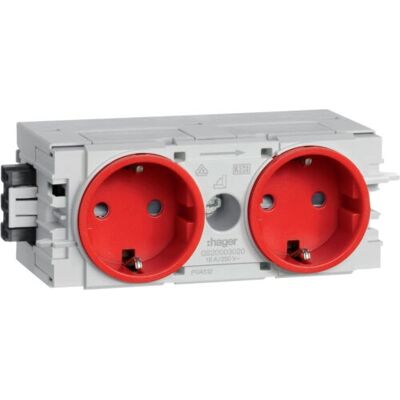 Hager GS20003020 Prise 2 Fiches Rouge - Prise Électrique - Publicité Hager GS20003020 Prise 2 Fiches Rouge - Prise Électrique - Publicité